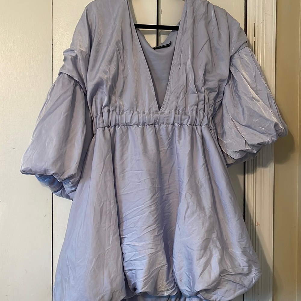 PLT+. Size 14. Puff dress. Dusty Blue
